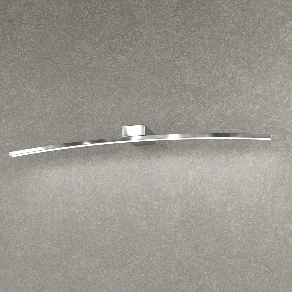 Applique Moderna Curved Metallo Cromo Diffusore Bianco Led 11,2W Naturale 70Cm