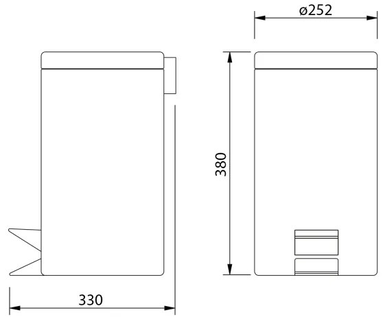 Aqualine - Cestino dei rifiuti SIMPLE LINE 12 l lucido acciaio inossidabile