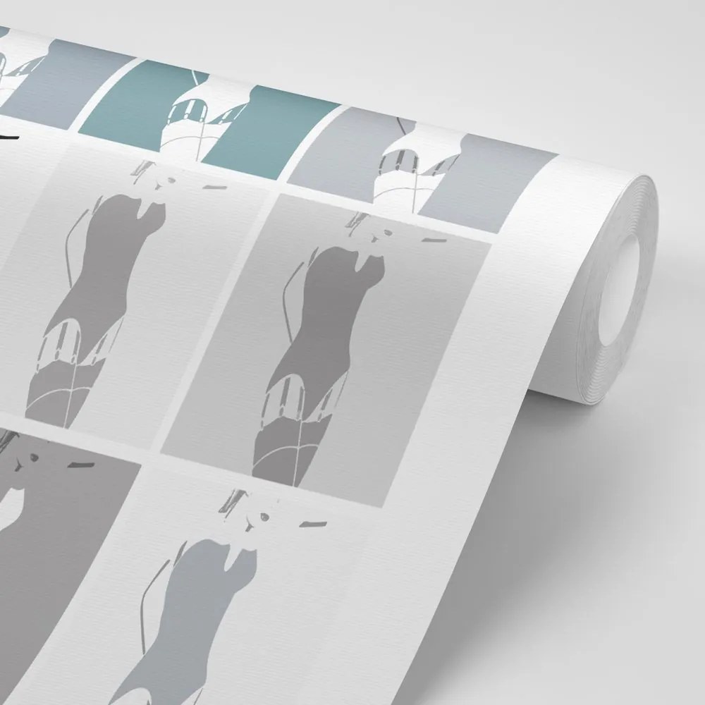 Carta da parati – Fascino pop art della donna in grigio