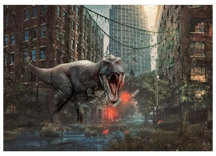 Fotomurale adesivo  Dinosaur in the City  Larghezza x Altezza Home decor 294x210