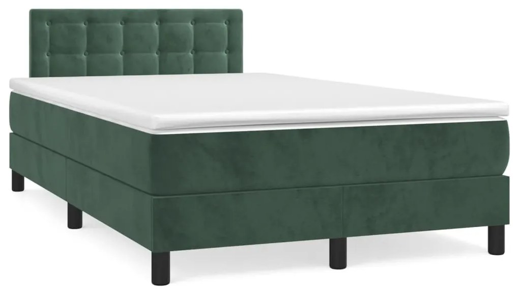 Letto A Molle Con Materasso E Led Verde Scuro 120x190cm Velluto /