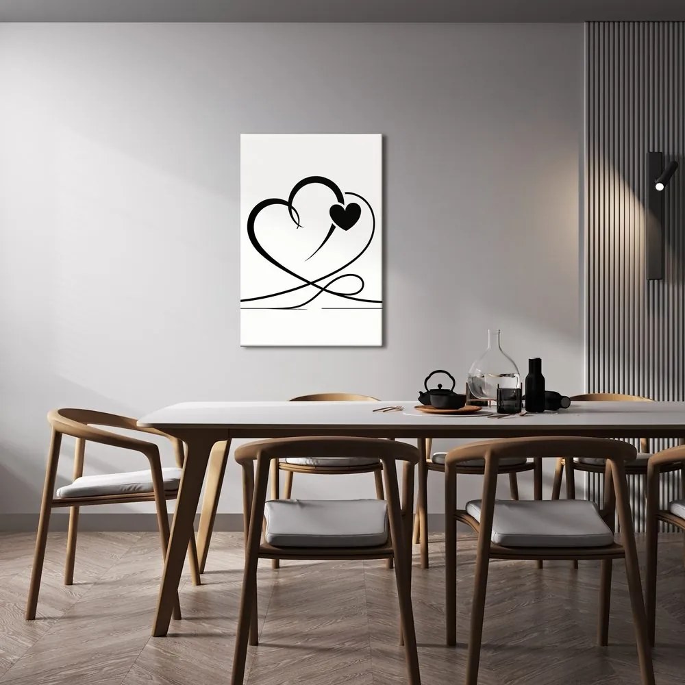 Quadro su tela – Cuori neri minimalisti