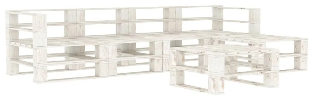 Set Salotto da Giardino 6 pz Pallet in Legno Bianco