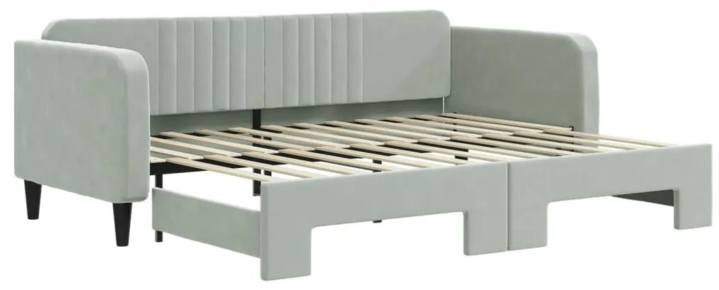 Divano letto con letto estraibile grigio chiaro 90x200 velluto