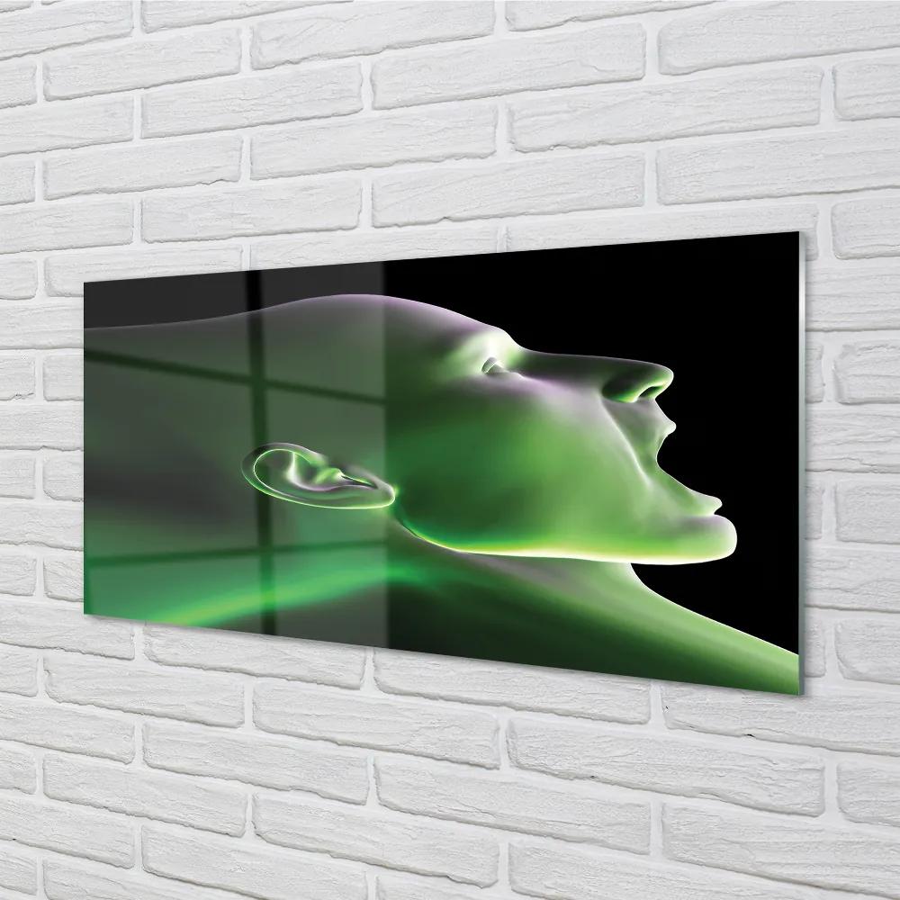Quadro in vetro acrilico Luce verde della testa umana 100x50 cm