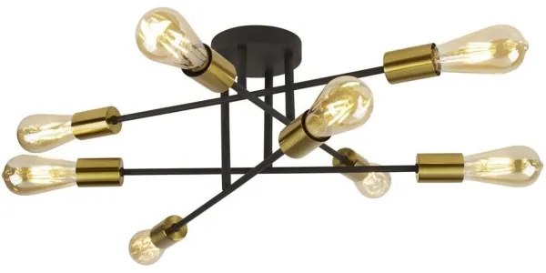 Searchlight 8048-8BK - Lampadario a plafone ARMSTRONG 8xE27/60W/230V ottone