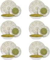 Servizio 18 piatti porcellana Ariel verde