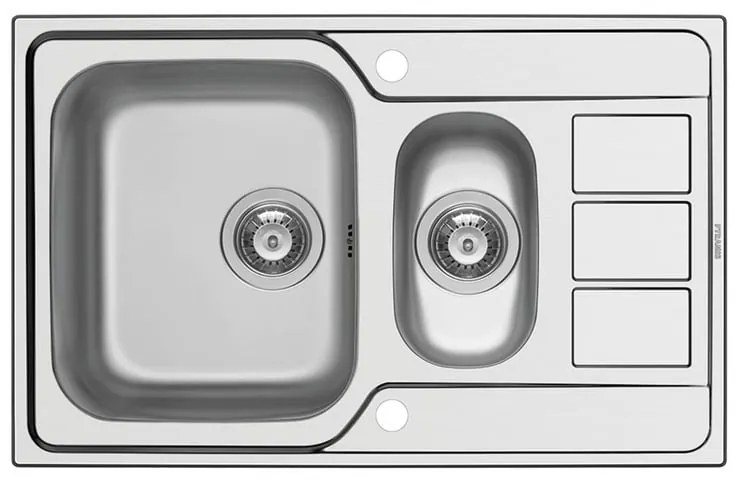 Lavello integrato 1.5 vasche in inox argento DELINIA Athena L 50 x L 79 cm