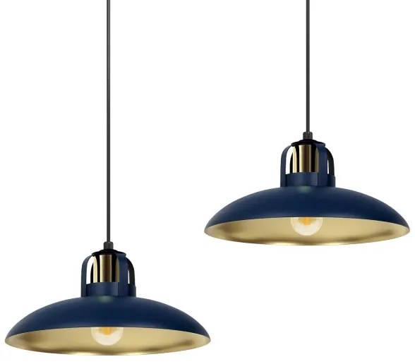 Lampadario su corda FELIX 2xE27/60W/230V blu