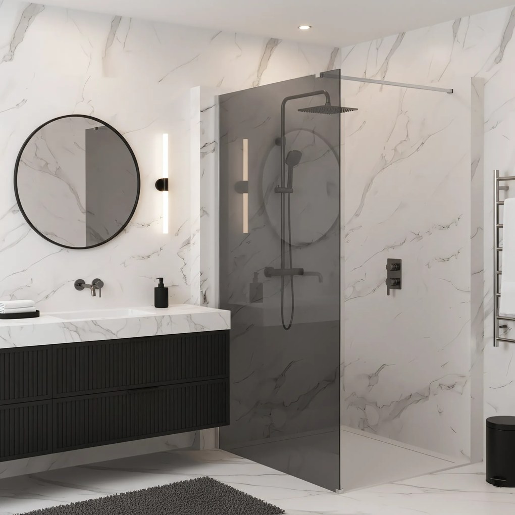 Parete doccia Rea Flexi Grey / Chrome 90