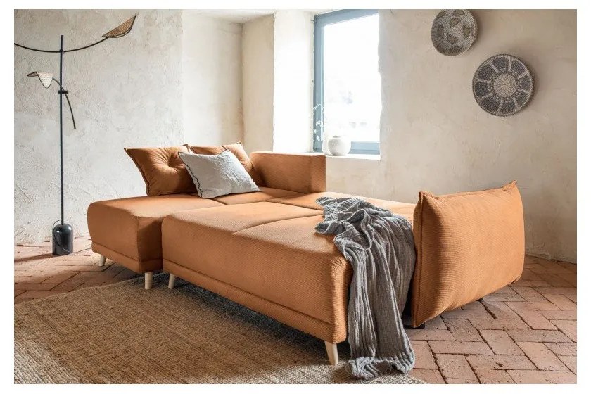 Divano letto in velluto a coste color mattone (variabile) Lazy Lukka - Miuform
