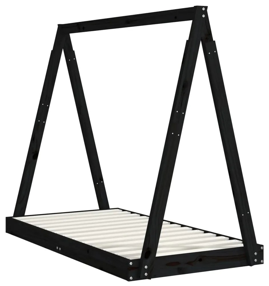 Giroletto per bambini nero 70x140 cm in legno massello di pino