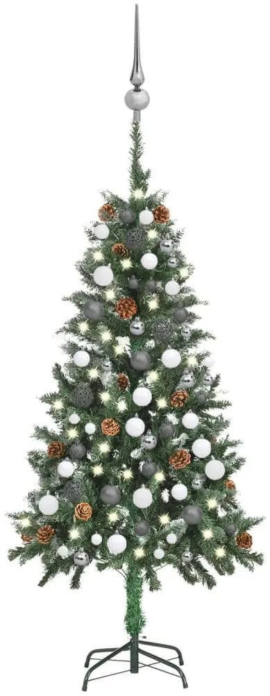 Albero di Natale Preilluminato con Palline e Pigne 150 cm