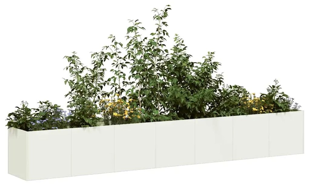Fioriera Bianca 280x40x40 Cm İn Acciaio Laminato A Freddo /
