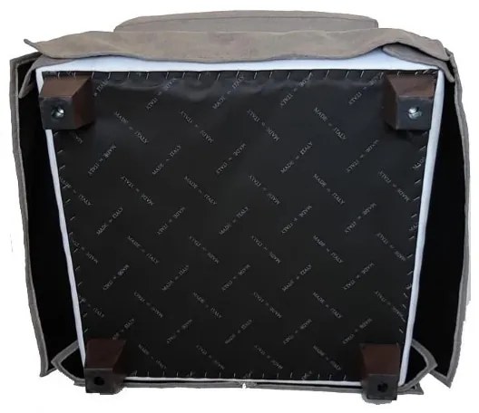 Poltrona imbottita in tessuto sfoderabile BERGERE MARRONE SCURO con pouf