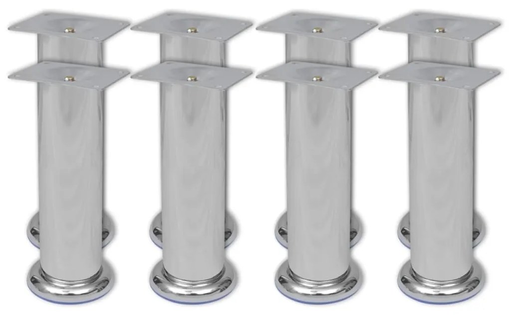 Piedini Rotondi Per Divani 8 Pz Cromati 180 Mm /
