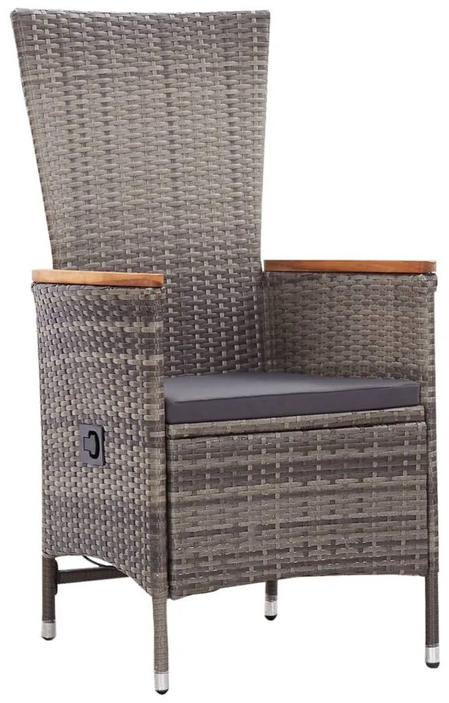 Set da Pranzo da Giardino 9 pz con Cuscini in Polyrattan Grigio