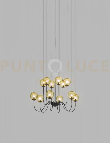 Puppet sospensione 12p ambra trasparente nero opaco 12 luci attacco...
