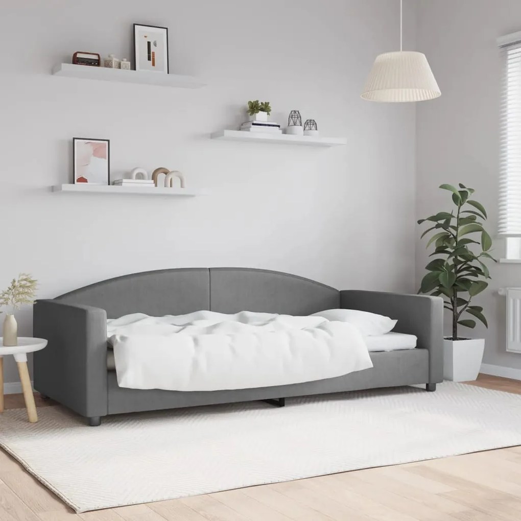 Letto Da Giorno Grigio 90x200 Cm İn Tessuto /