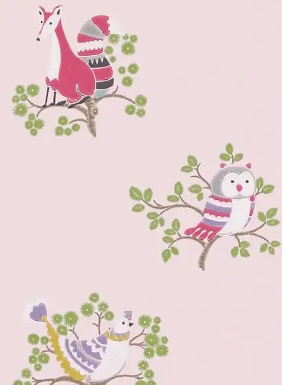 Jane Churchill Carta da parati Up A Tree - Pink