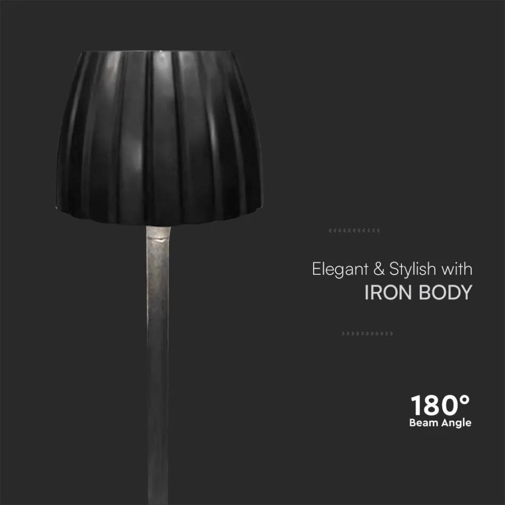 Lampada LED da Tavolo 2,7W Ricaricabile USB-C Touch Nera