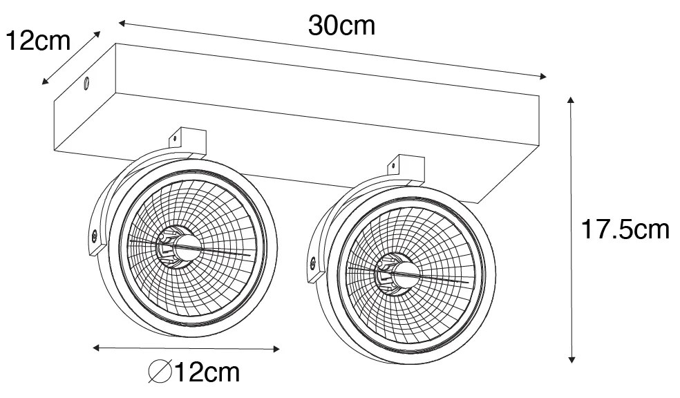 Faretto di design grigio regolabile 2 luci - Go