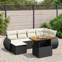 Set Divano da Giardino 6 pz con Cuscini Nero in Polyrattan 3272295