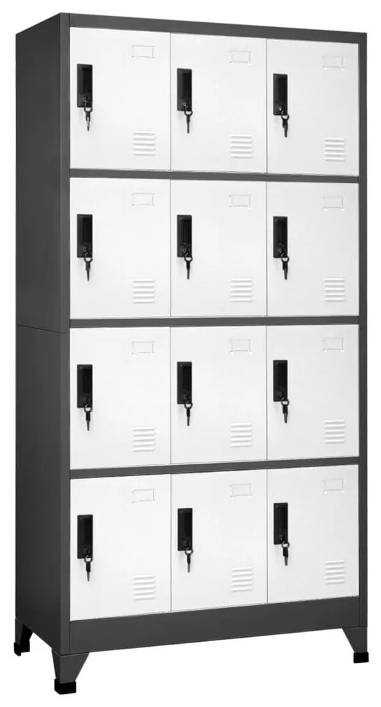 Armadietto Con Serratura Antracite E Bianco 90x45x180cm Acciaio /