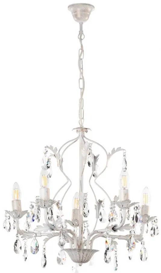 ONLI - Lampadario a sospensione con catena TERESA 5xE14/6W/230V bianco