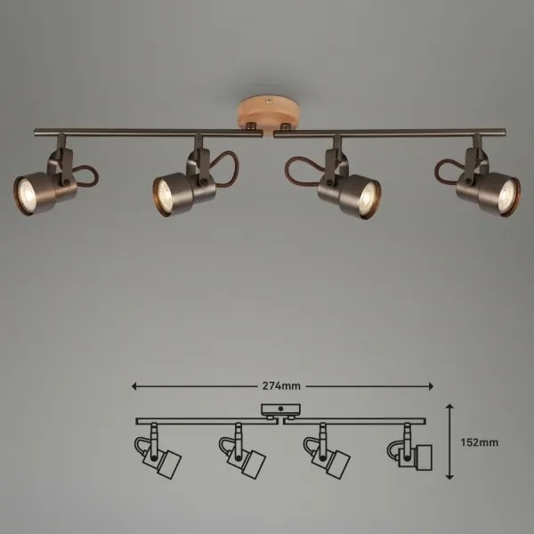 Briloner 2872-045 - Faretto LED TAHUN 4xGU10/5W/230V 3000K marrone