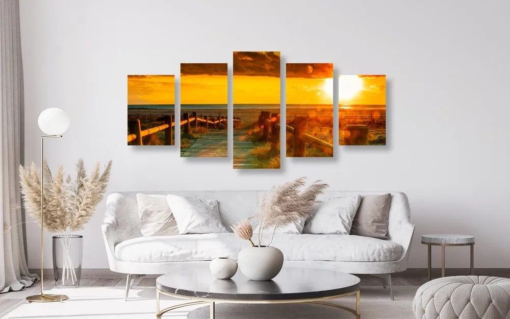 Quadri 5 pezzi – Splendido tramonto