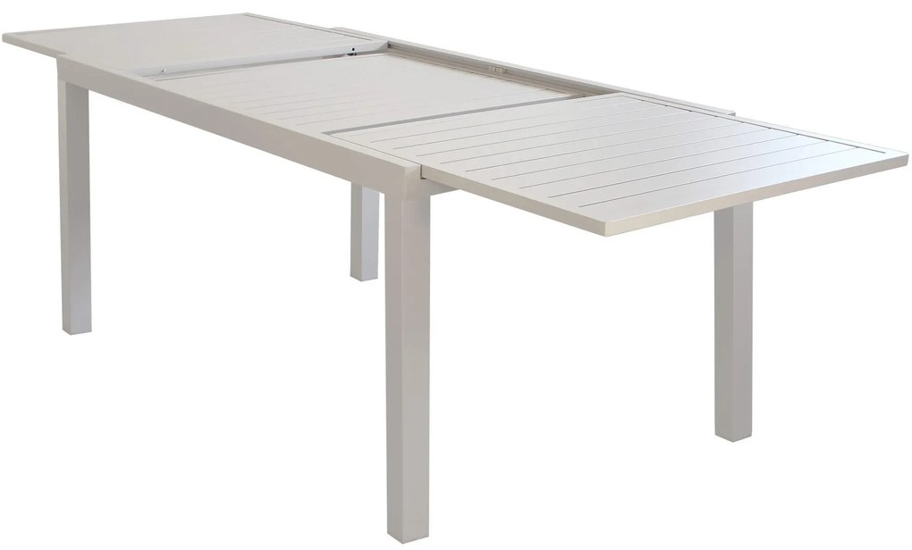DEXTER - set tavolo in alluminio cm 160/240 x 90 x 75 h con 8 poltrone Dexter
