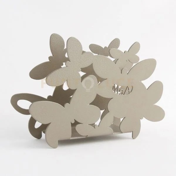 Porta tovaglioli farfalla 2 sabbia in ferro 13,5x4x11cm