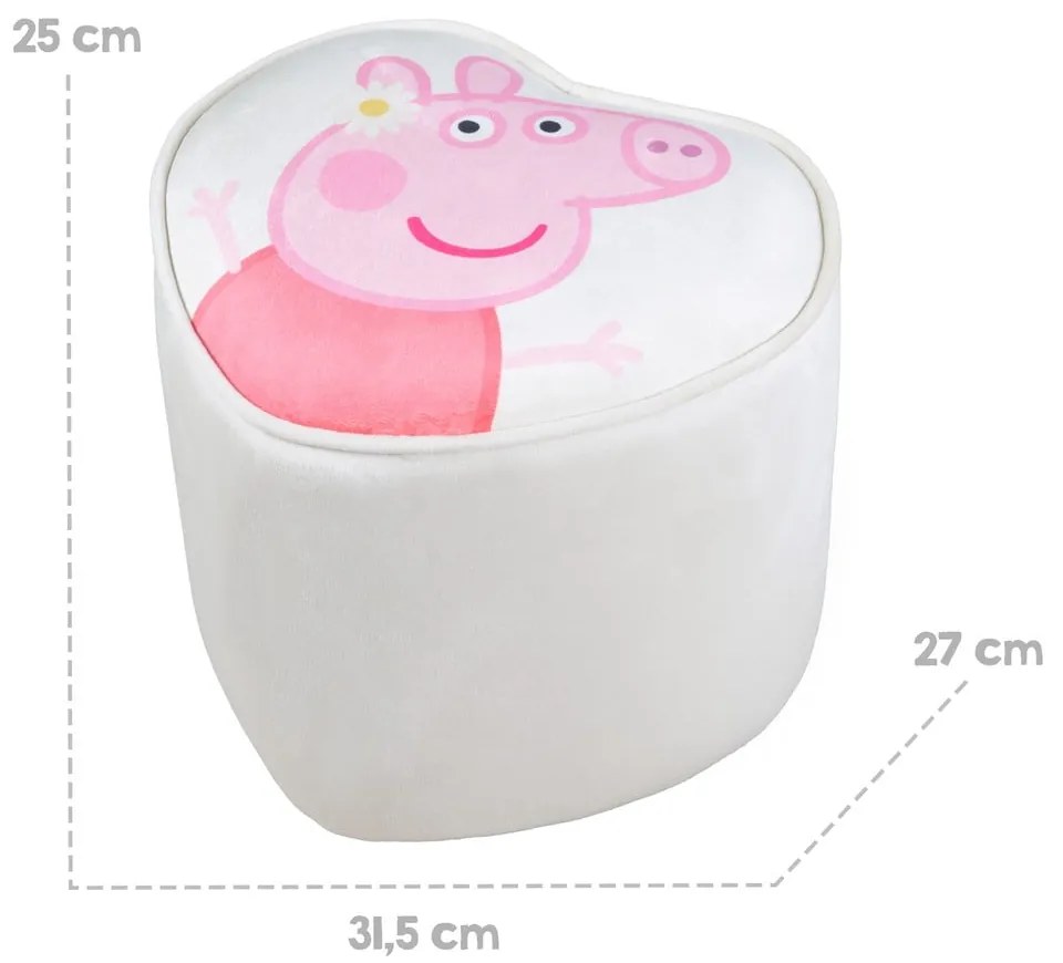 Pouf per bambini in velluto bianco Peppa Pig - Roba