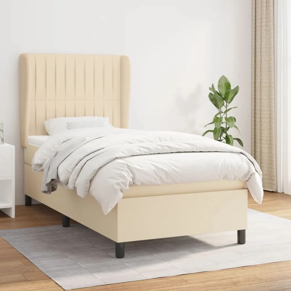 Giroletto A Molle Con Materasso Crema 90x190 Cm İn Tessuto /