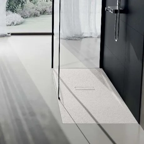 Novellini Custom Touch Piatto Doccia 100x80 effetto pietra antiscivolo in acrilico bianco morbido