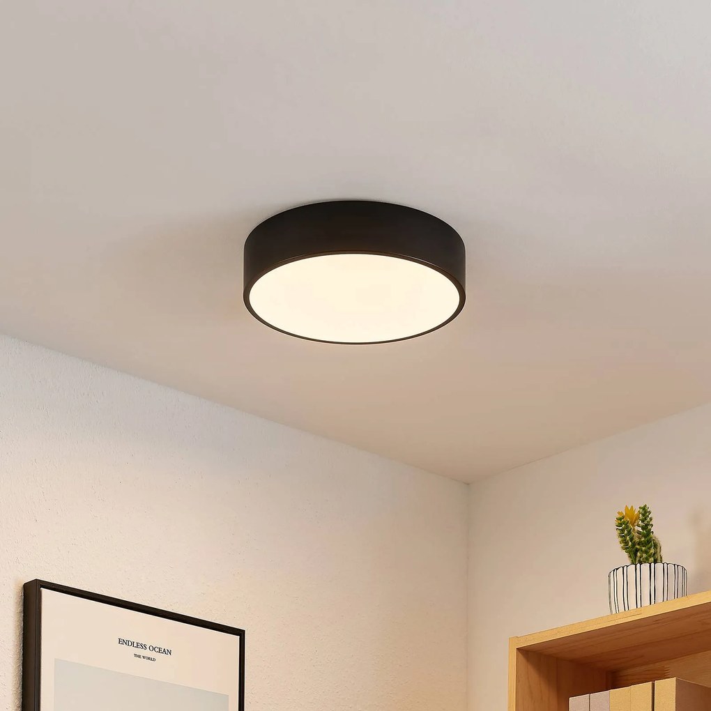 Plafoniera a LED Simera Lindby, dimmerabile, Nero, Soggiorno / Sala da pranzo, Plastica, Moderno, Plafoniera LED