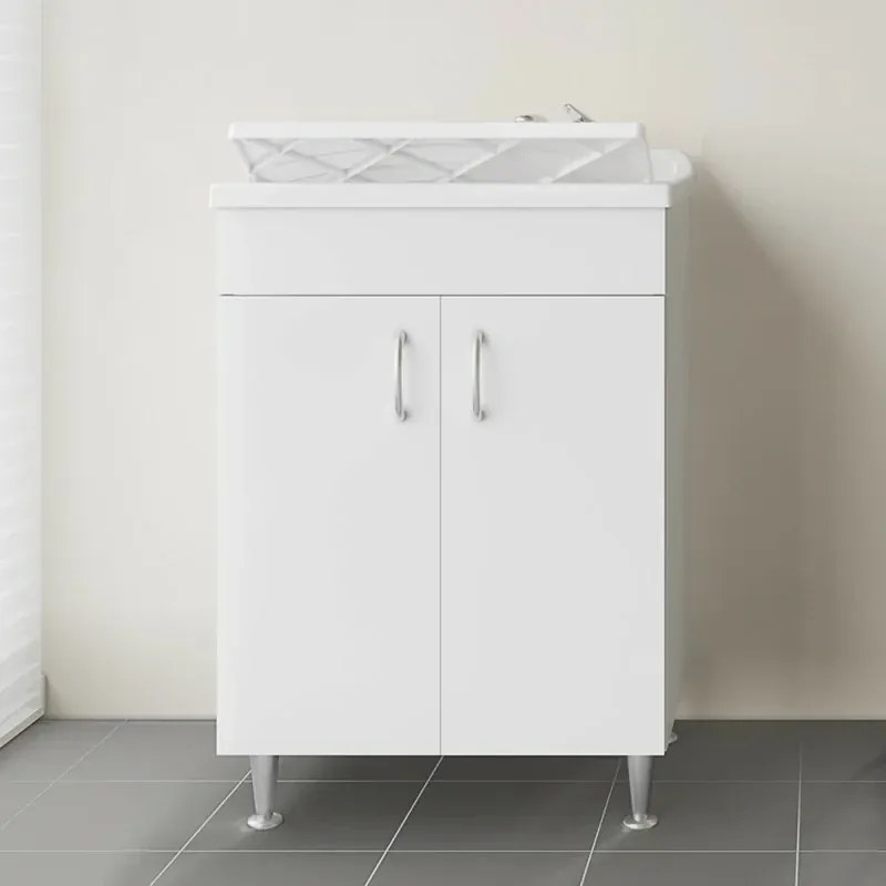 Mobile lavatoio 60 x 50 in legno con asse e kit di scarico incluso Fedra