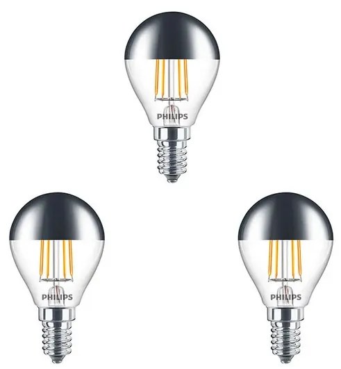 3-pack Lampadina LED 4W Filament Top a Specchio Corona (397lm) E14 - Philips