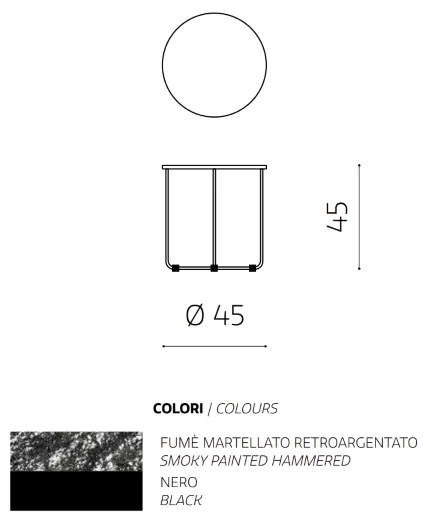 Tavolino tondo con piano vetro temperato effetto martellato Fumč JON 45