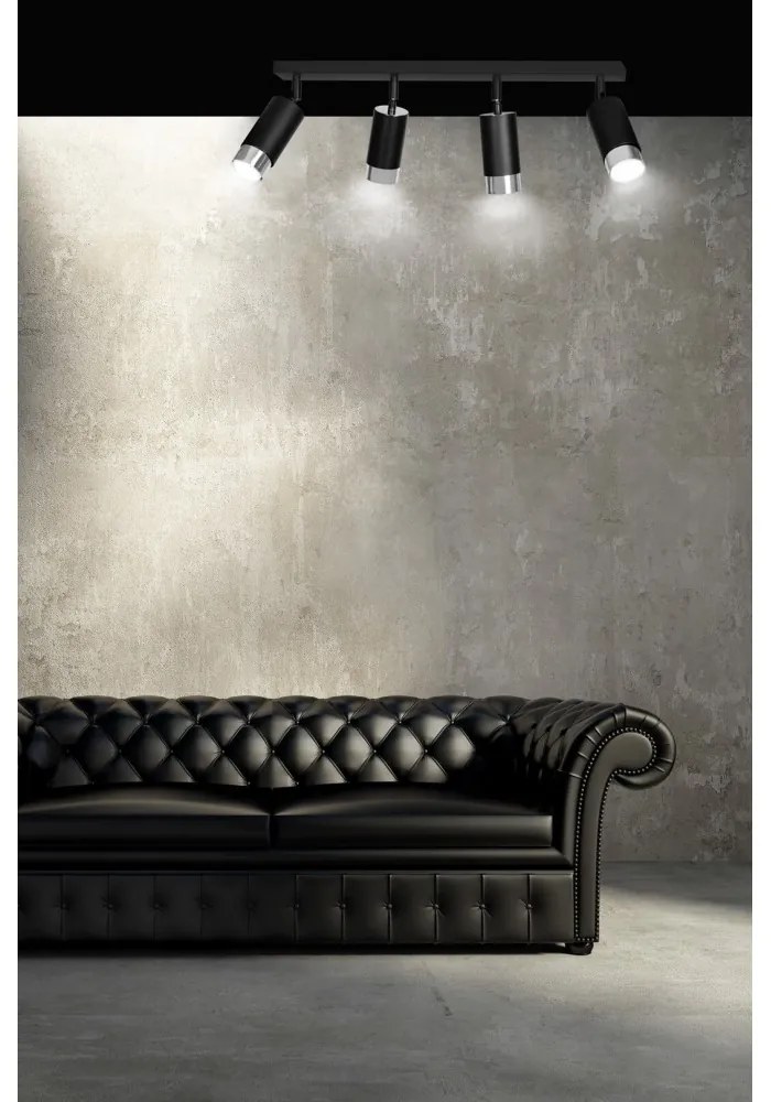 Lampada da Soffitto in Acciaio HIRO 4 Nero Cromo/Oro 4xGU10 Colore del corpo Nero e Cromo