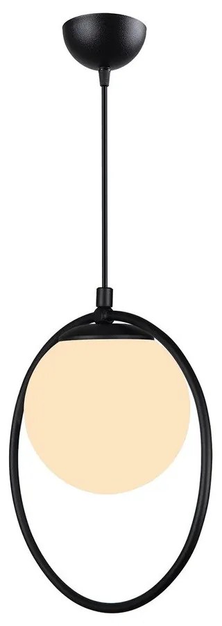 Lampada a sospensione in metallo nero con paralume in vetro ø 15 cm Ates - Squid Lighting