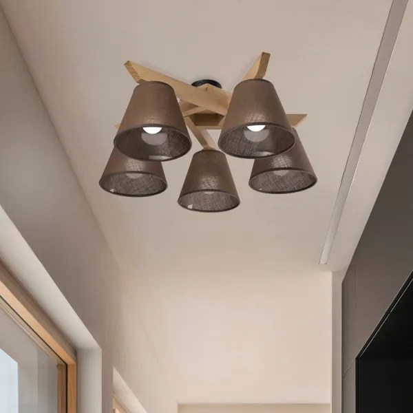 Brilagi - LED Lampadario a plafone ANTHONY 5xE14/40W/230V quercia/marrone