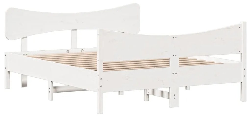Giroletto con testiera bianco 160x200 cm legno massello di pino