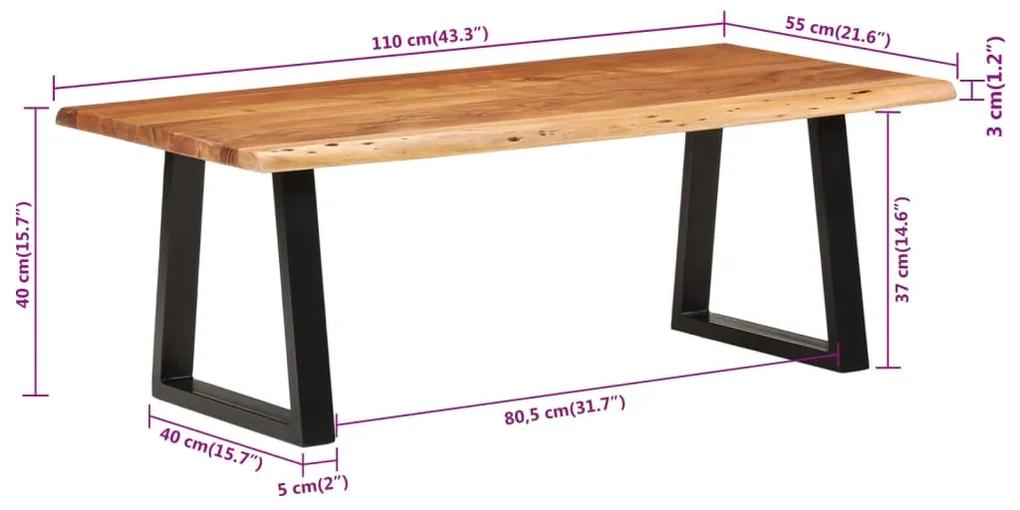 Tavolino da Salotto 110x55x40 cm in Legno Massello di Acacia