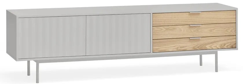 Mobile TV grigio-color legno naturale effetto rovere 180x52 cm Sierra - Teulat