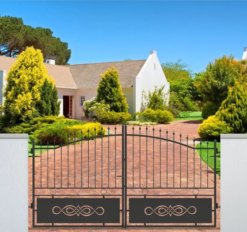 Cancello manuale battente Lavaredo in ferro, apertura centrale, L 358.5, H 165-195 cm, di colore nero