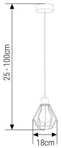Lampadario a sospensione con filo 1xE27/35W/230V diametro 18 cm nero