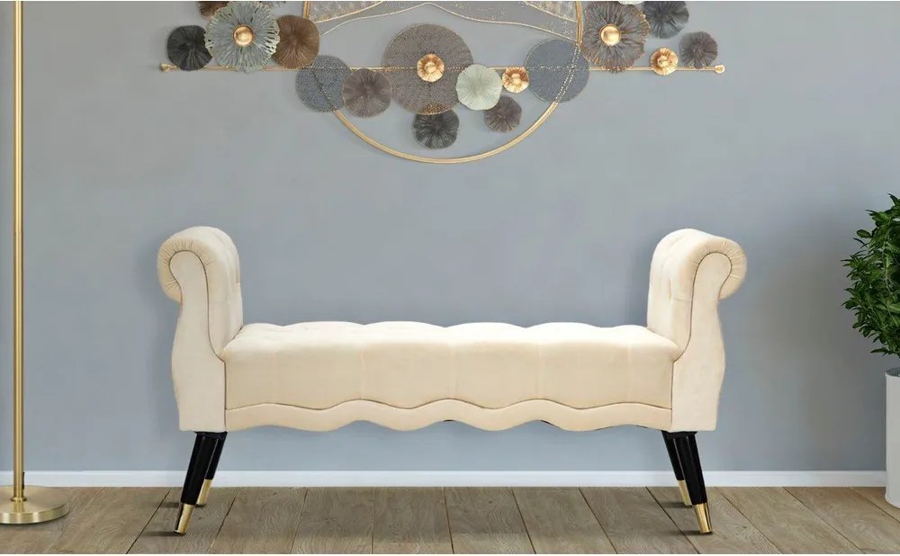 Panchina color crema con rivestimento in velluto Paris – Mauro Ferretti