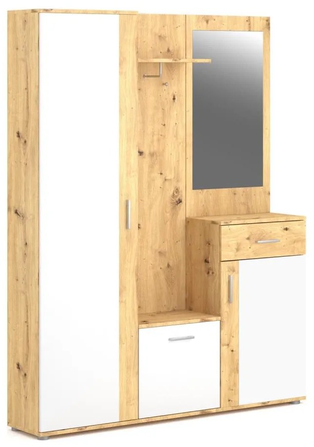 Mobile da ingresso con specchio NOLAN rovere artisan/bianco